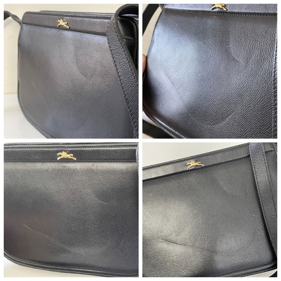 Longchamp black leather vintage minimalist shoulder crossbody bag - Picture 3 of 10